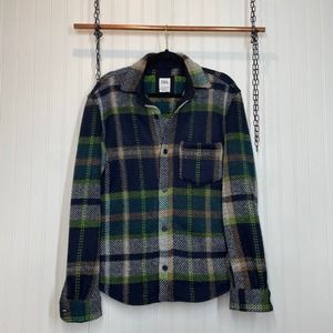 Zara Men’s Green & Navy Plaid Comfort Fit Long Sleeve Button Down Shirt Size S
